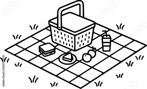 Picnic Table Outdoor Meal Outline Icon