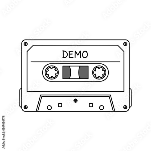 A retro cassette tape with a "demo" label
