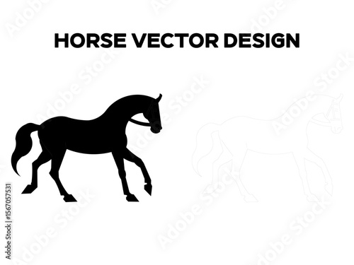 Horse Design. Horse Silhouette and outlined form. Editable EPS file.