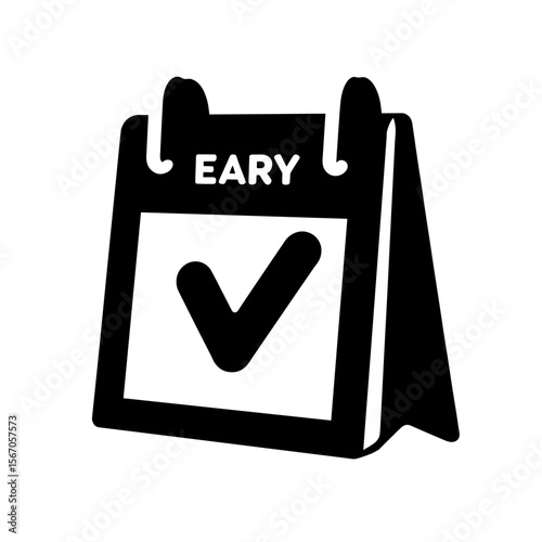Silhouette of calendar with check mark, confirmed schedule reminder