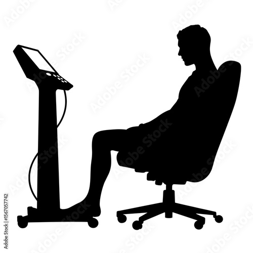 Silhouette of person sitting with blood pressure machine, wellness monitoring