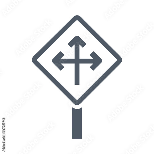 Two-Way Road Sign with Arrows – Directional Traffic Sign Icon on Transparent Background

