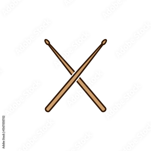 A pair of crossed wooden drumsticks