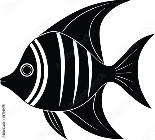 angelfish icon silhouette on white background (2).eps