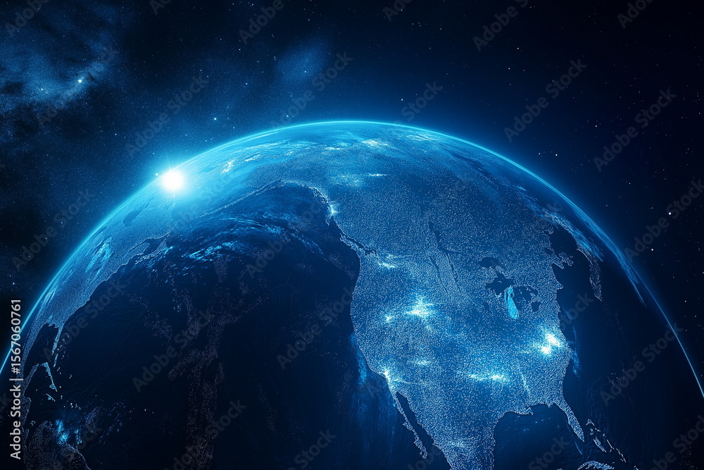 Fototapeta premium Global night view of earth aerial perspective stunning visuals space environment illuminated cities awe-inspiring concept