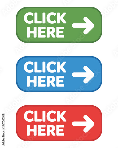“Interactive Click Here Buttons – Vector Icons with Hand Pointer, Mouse Cursor, and Action Buttons for Web Design, UI/UX, Navigation, and Call-to-Action Elements in Multiple Styles”