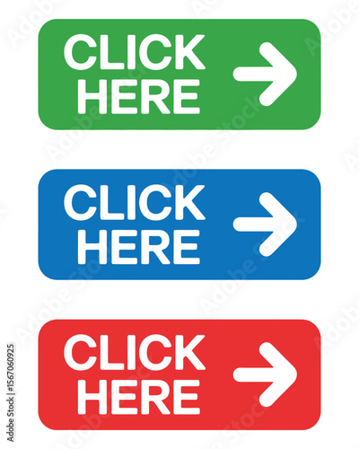 “Click Here Button Set – Vector Icons Featuring Hand Pointer, Mouse Cursor, and Action Buttons for Web Design, UI/UX, Navigation, and Call-to-Action Elements in Various Styles”