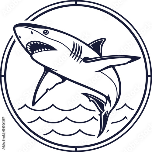 Leaping Shark Ocean Predator Vector Illustration