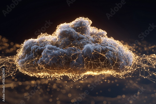 Dynamic cloud formation in the digital realm virtual environment 3d render abstract concept ethereal viewpoint