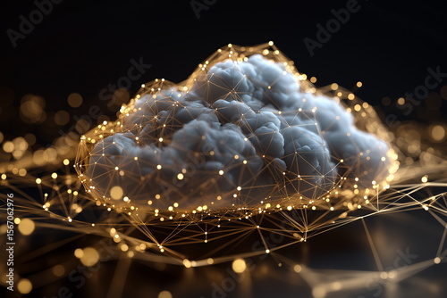 Digital cloud concept displaying data connectivity virtual environment 3d visualization technology macro view modern innovation