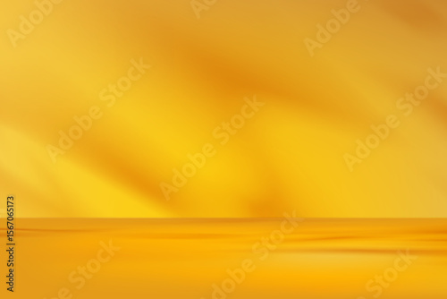Yellow color for Autumn background,Interior wall room with soft light yellow use for Fall sale banner,Minimalist background with abstract gradient shadow, light on orange floor for product design