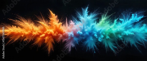 Vibrant color explosion creating an artistic backdrop for computer monitors