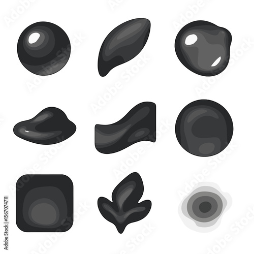 Translucent Organic Icons. Solid, filled icons set of translucent organic shapes: jelly sphere, curved petal,