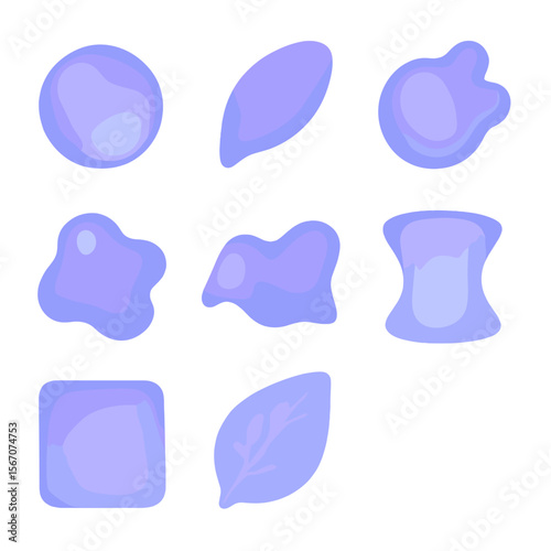 Translucent Organic Icons. Solid, filled icons set of translucent organic shapes: jelly sphere, curved petal,