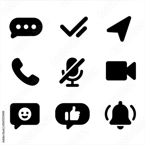 Communication Microinteraction Icons. Solid, filled icons set of communication microinteractions: typing