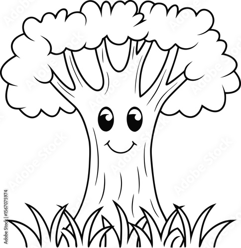 cute haunted tree with face  add grass and a tree  (1).eps
