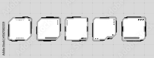 Digital display hud text box frame vector. Future technology interface element. Sci fi gui window graphic for data or message.