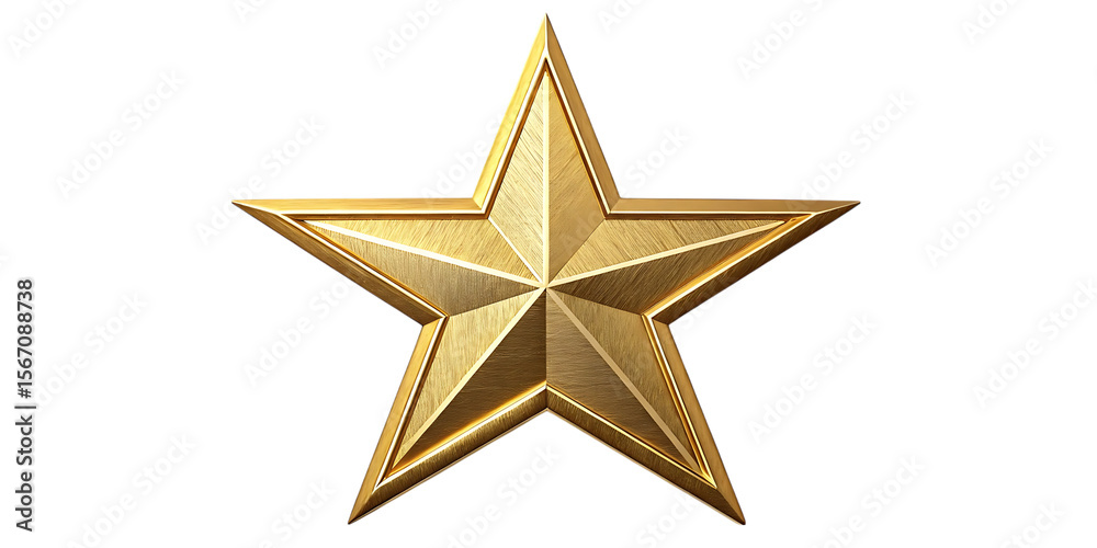 Fototapeta premium Golden star shiny decoration icon on white background