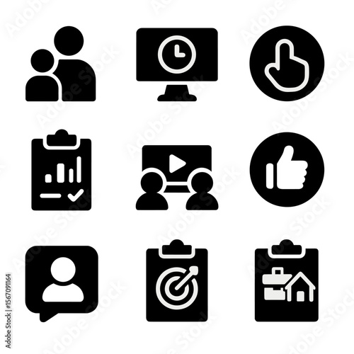 Parental Digital Learning Icons. Solid, filled icon set of parental involvement in digital learning: parent and child icon, screen