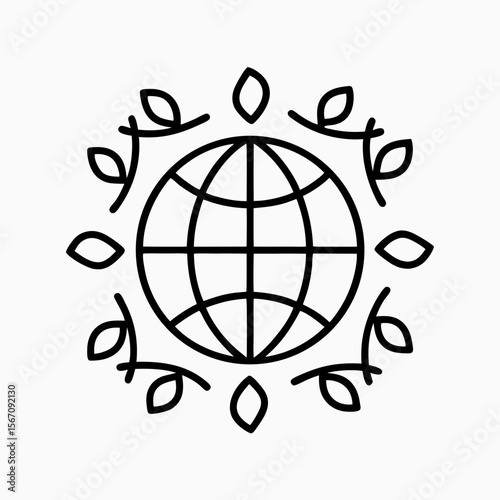 Global Sustainability Concept with Decorative Leaves for Eco-Friendly Blogs, Environmental Awareness Websites, Nature Conservation Content, and Educational Materials  
