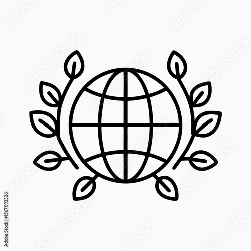 Earth Globe with Leaves Symbolizing Environmental Awareness and Sustainability for Blogs, Educative Websites, Eco-friendly Messaging, and Social Media Campaigns  