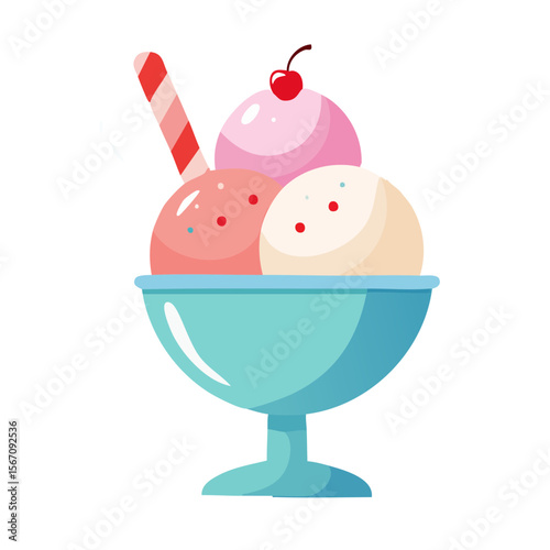 Ice Cream Sundae Isolated on a Transparent Background 
