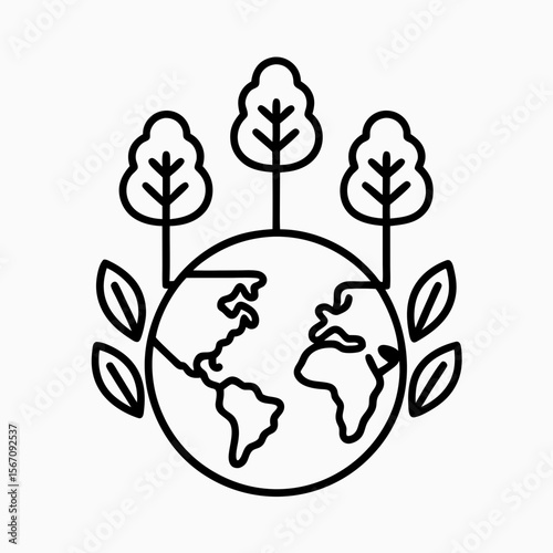 Earth with Trees and Leaves Symbolizing Environmental Awareness for Eco-Friendly Blogs, Sustainability Websites, Conservation Education, and Green Living Articles  