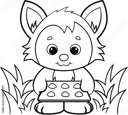 cute werewolf baking cookies  add grass and a tree.eps