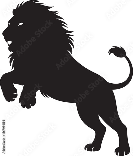 lion black silhouette vector, Simple silhouette Design vector icon with white background. Wild Animal Vector