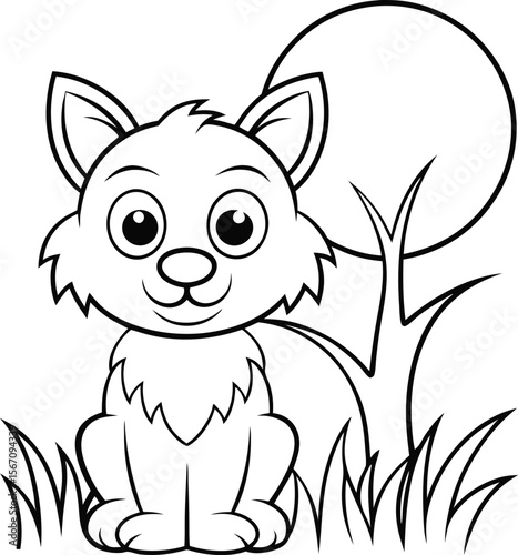 cute werewolf howling at moon  add grass and a tre.eps