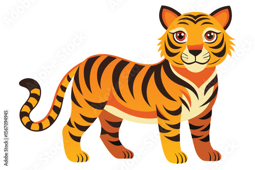 Cartoon Tiger with Stripes a Playful Feline Friend Ready for Fun