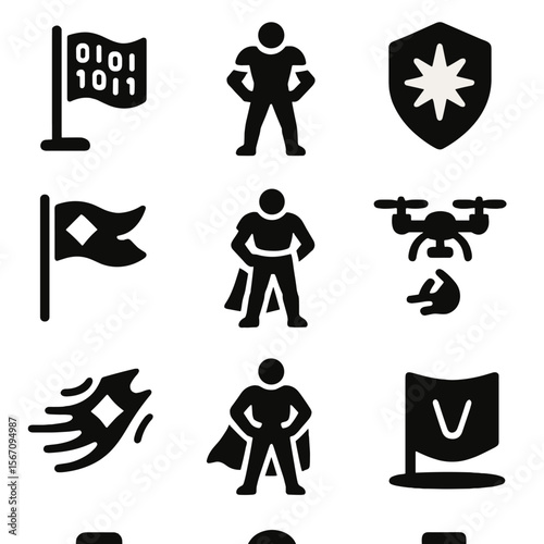 Solid Icon Sets. Solid, filled icon set of concert sound equipment: stage speaker, mixing console, microphone, subwoofer, monitor