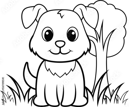 cute zombie dog wagging tail  add grass and a tree (1).eps
