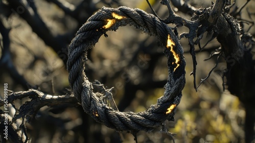 Abstract Circular Shape Created by Rope and Natural Elements