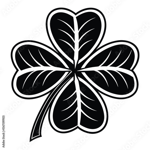 Black four leaf clover symbol lucky