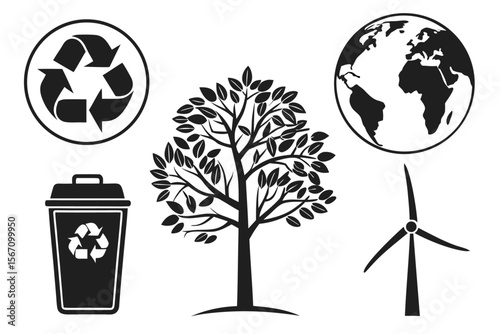Black Environmental Conservation Icons
