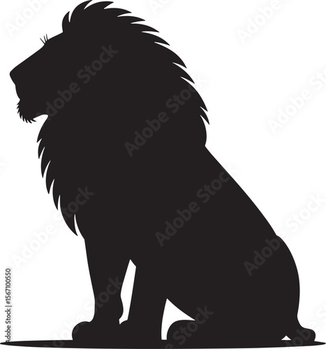 lion black silhouette vector, Simple silhouette Design vector icon with white background. Wild Animal Vector