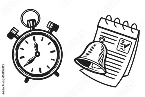 Black Productivity Timer and Reminder Icons