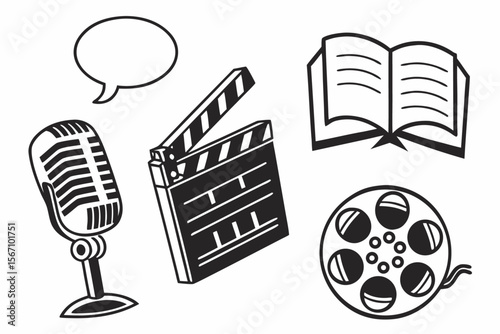 storytelling-and-narration-symbols---black-icons-