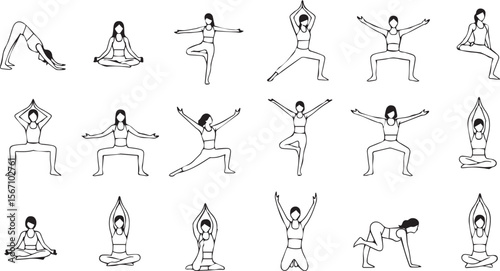 set of yoga poses