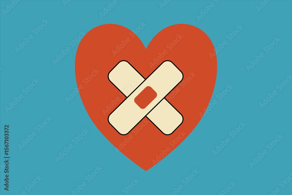 Obraz premium Heart Symbol with Bandages Showing Healing and Love Concept