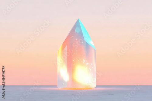 Glowing crystal iconic for mindfulness and meditation ambience