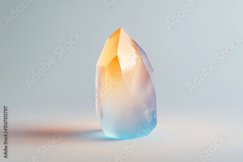 Glowing crystal icon symbolizing mindfulness and tranquility in calm setting