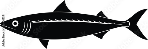 mackerel fish icon silhouette on white background.eps