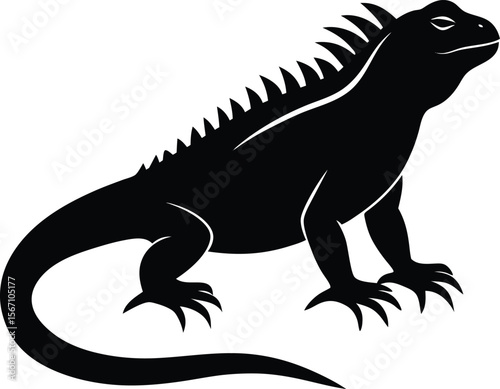 marine iguana icon silhouette on white background.eps