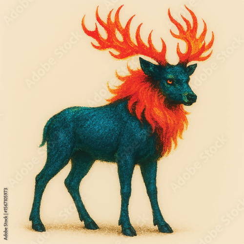 christmas reindeer with red ribbon
