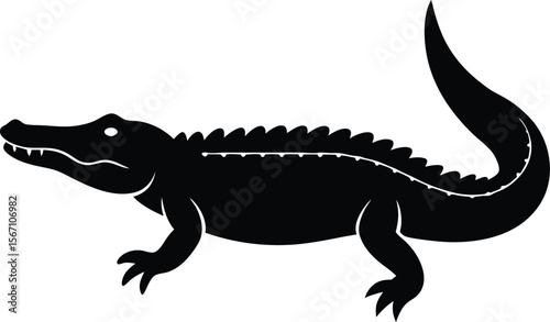 saltwater crocodile icon silhouette on white backg.eps