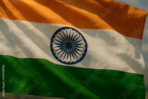 Waving Indian Flag on Plain Background