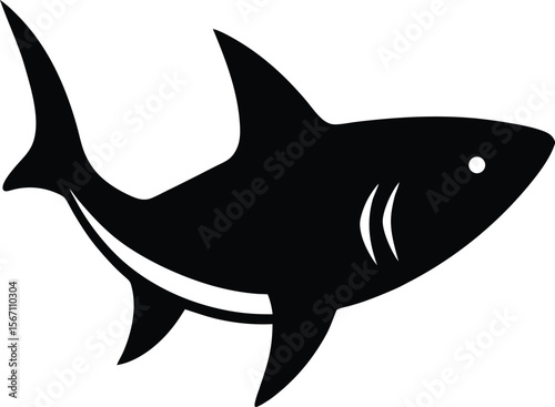 shark icon silhouette on white background.eps