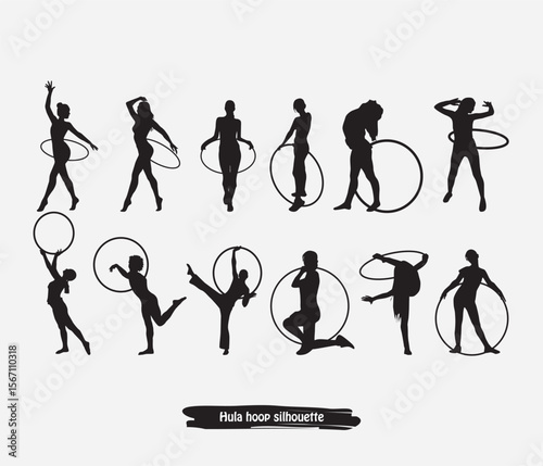 Hula hoop dancer silhouettes vector design